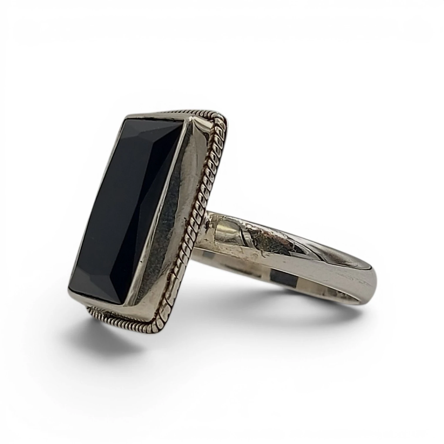 Square Black Onyx Jawan Silver Ring R761BLX-W180