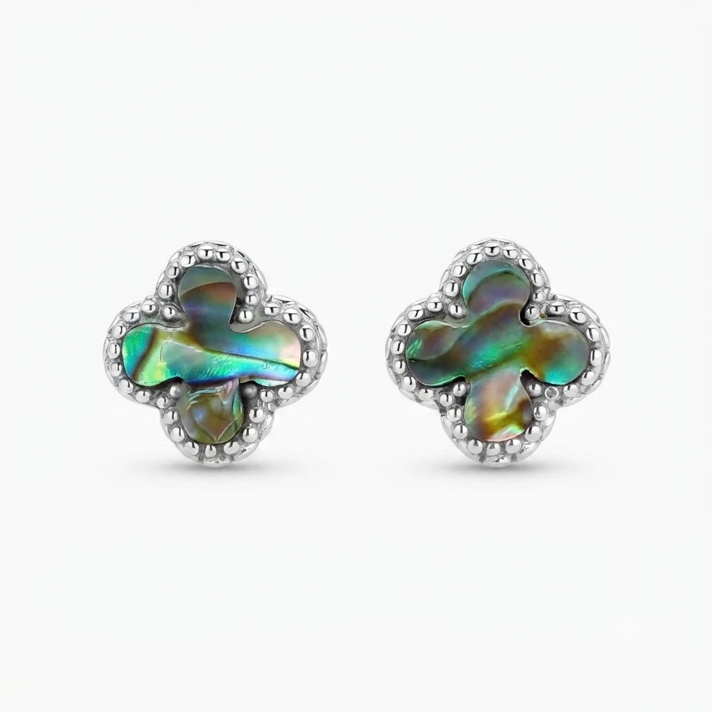 Abalone Shell Silver Stud Earrings E1627ABLW220