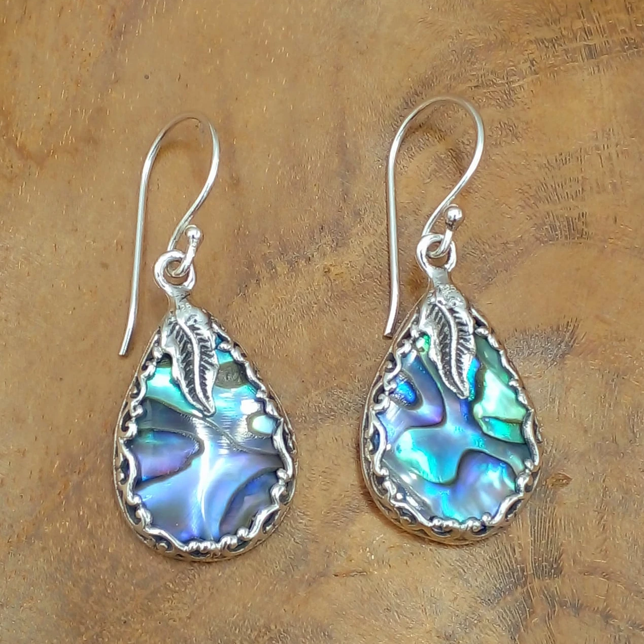925 Bali Silver Teardrop Abalone Shell Earrings E1644ABLW190