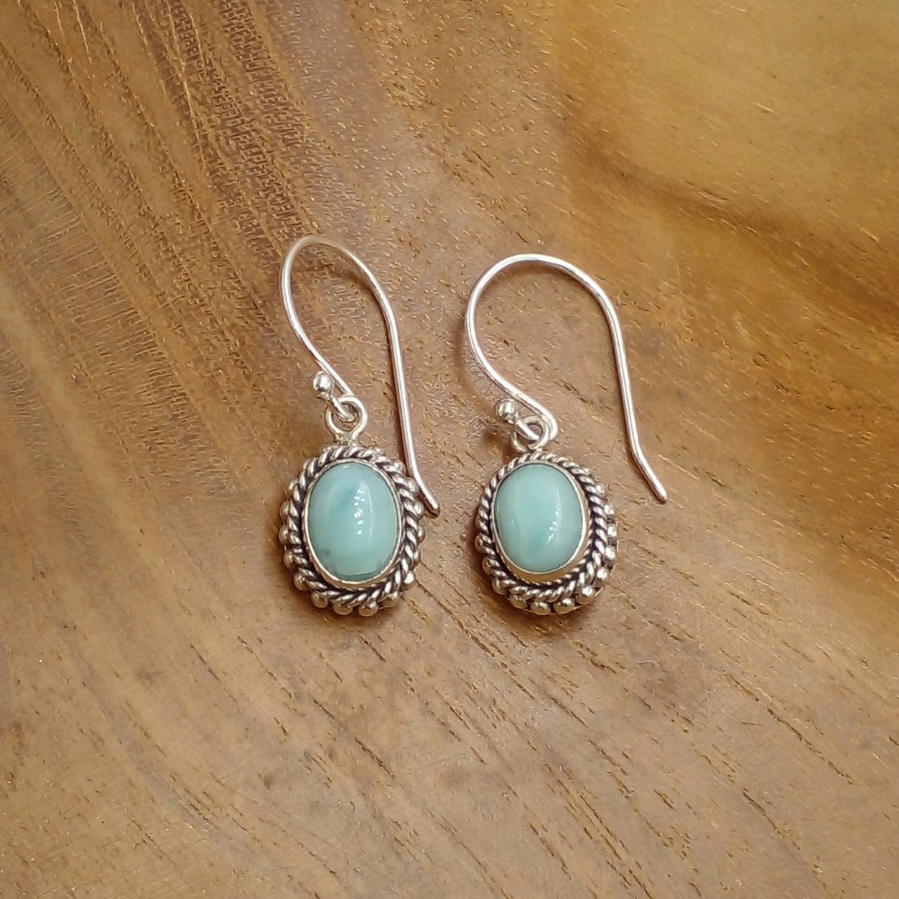Oval Larimar Silver Earrings E1858OV-W185