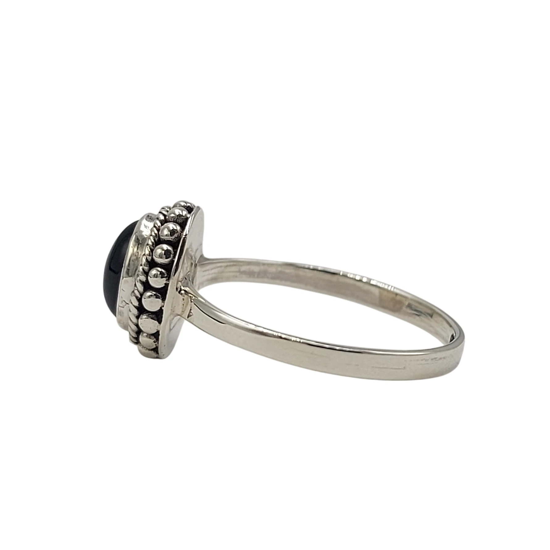 925 Bali Silver Ring with Oval Natural Black Onyx R765BLX-W150