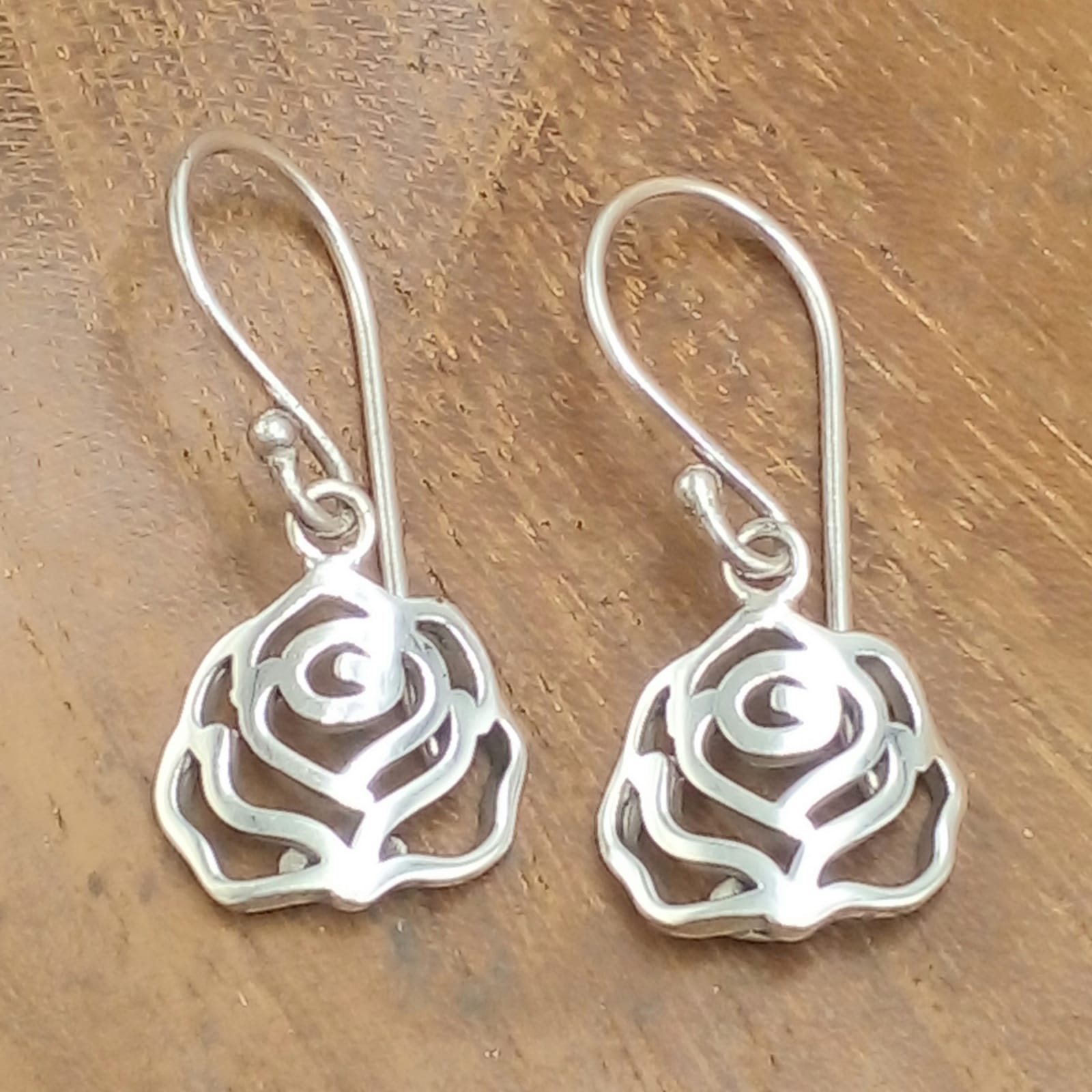 Genuine 925 Silver Rose Drop Earrings E1941W125