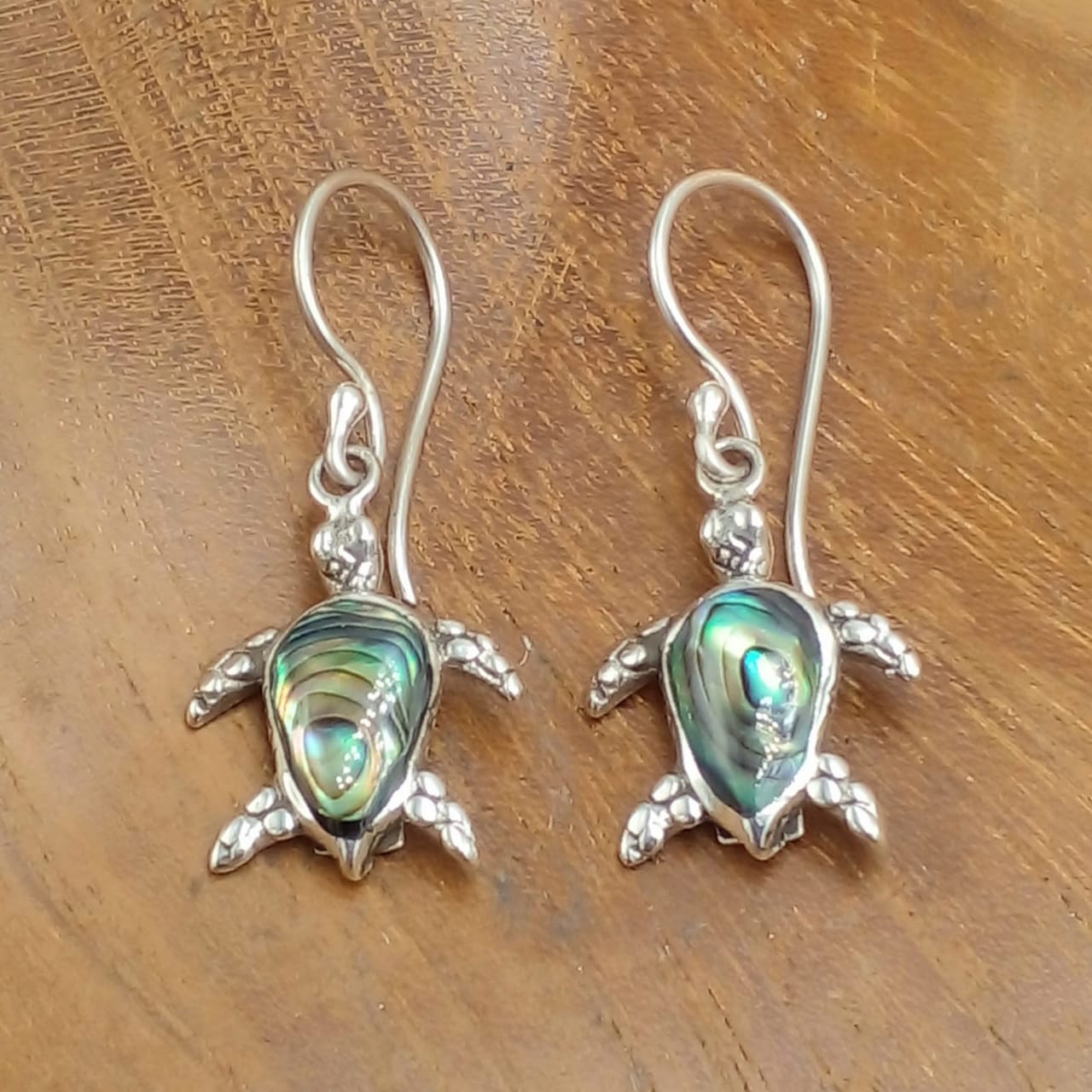 Sea Turtle and Shell Silver Earrings E1968ABLW150