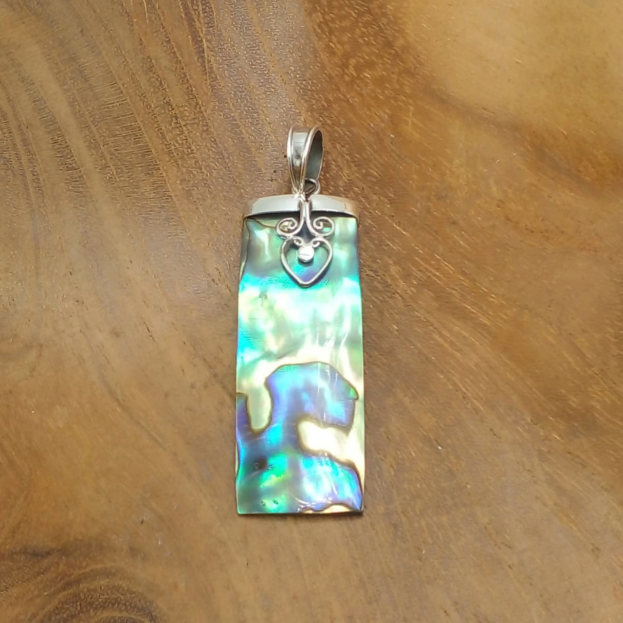 Ethnic Rectangular Abalone Shell Silver Pendant P505ABLW85