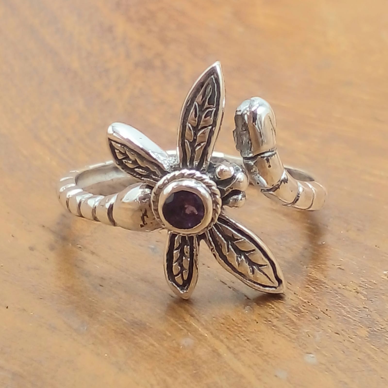 Balinese Silver Dragonfly and Amethyst Ring R799AMYW195