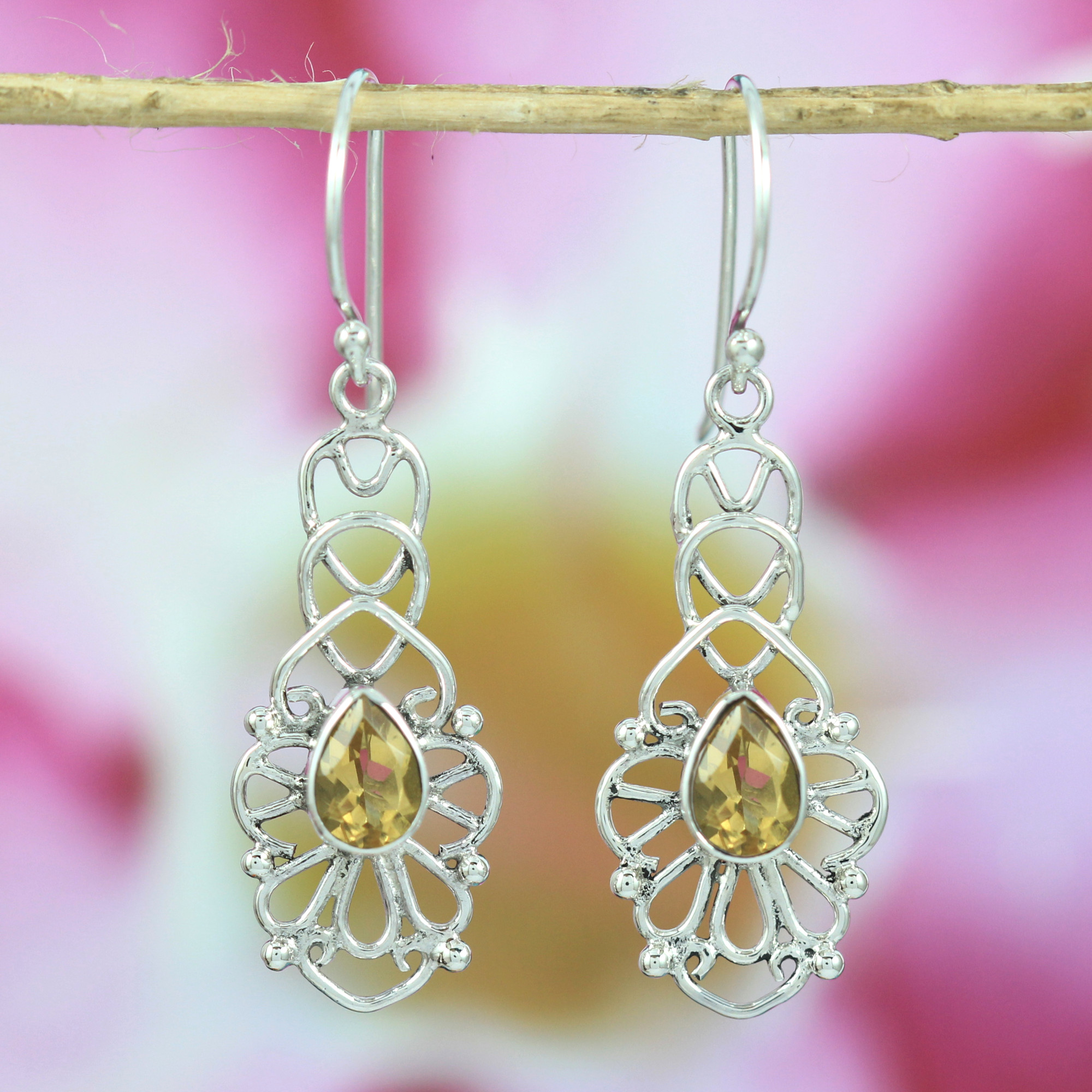 Classic Gem Silver Knot Dangle Earrings E221CTRW250